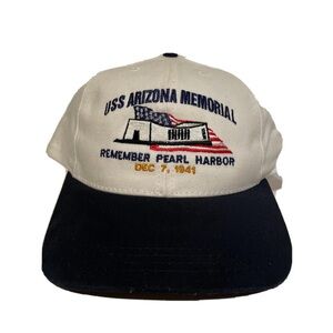 NEW Vintage USS ARIZONA MEMORIAL Remember Pearl Harbor Snapback Hat Embroidered
